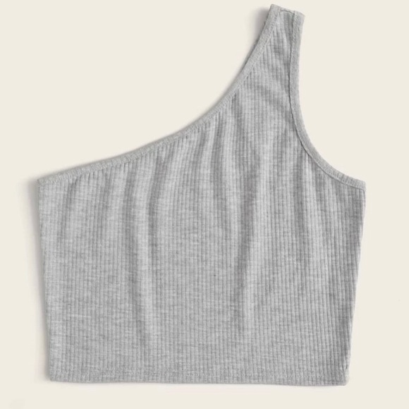Shein Ribbed One-Shoulder Crop Top - Picture 2 of 3